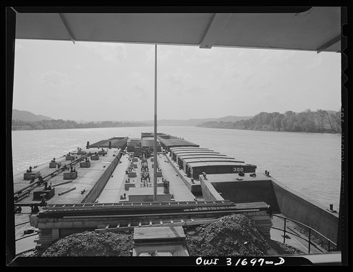 Gallipolis, Ohio. A view of the tow, seen from the towboat Charles T. Campbell