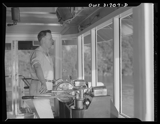 The captain of the towboat Ernest T. Weir going down the Ohio River from Gallipolis