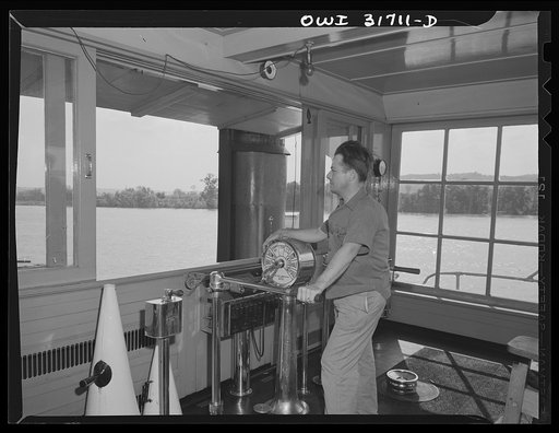 The captain of the Charles T. Campbell, a coal-burning towboat on its way down the Ohio River near Gallipolis, Ohio