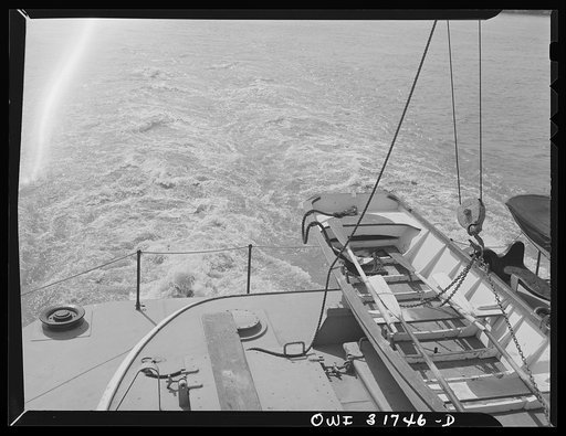 The wake in the rear of the Ernest T. Weir going down the Ohio River to Cincinnati