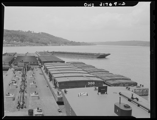 Shifting empty barge, Ohio River