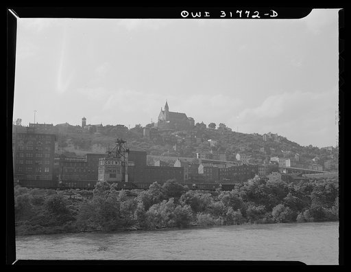 Cincinnati, Ohio. The skyline as seen from the towboat Ernest T. Weir on the Ohio River