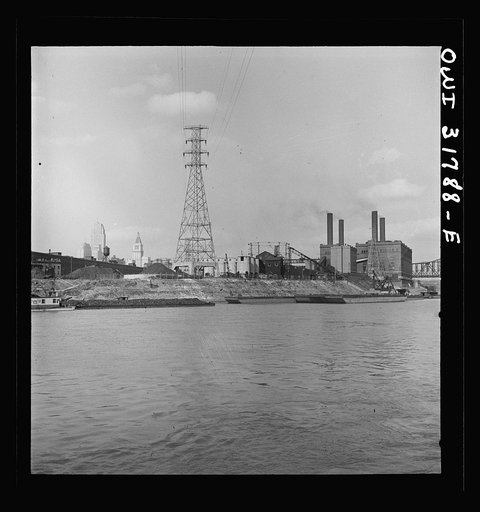 Cincinnati, Ohio. The shoreline as seen from the towboat Ernest T. Weir on the Ohio River