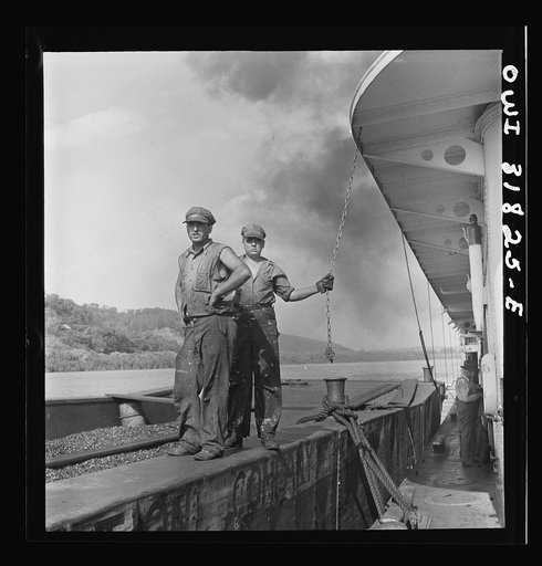Deckhands aboard the towboat Charles T. Campbell on the Ohio River