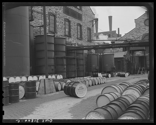 Untitled photo, possibly related to: Proctor [i.e. Procter] and Gamble Distributing Company, Cincinnati, Ohio. Drums of glycerine ready for shipment