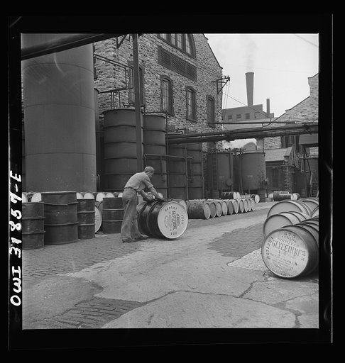 Untitled photo, possibly related to: Proctor [i.e. Procter] and Gamble Distributing Company, Cincinnati, Ohio. Drums of glycerine ready for shipment
