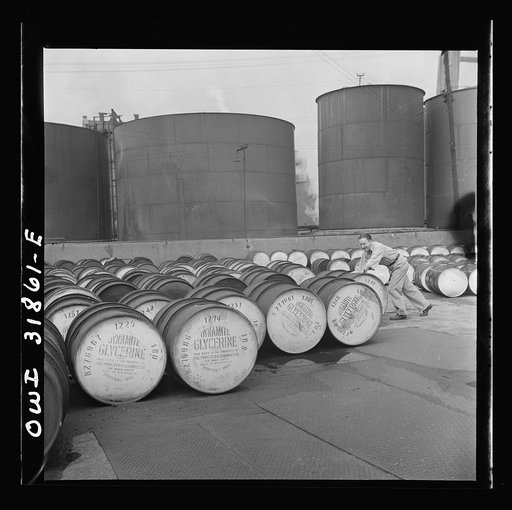 Untitled photo, possibly related to: Proctor [i.e. Procter] and Gamble Distributing Company, Cincinnati, Ohio. Drums of glycerine ready for shipment