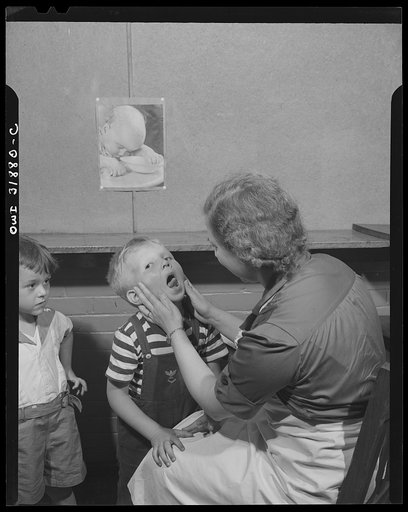 New Britain, Connecticut. A child care center, opened September 15, 1942, for thirty children, age two to five, of mothers engaged in war industry. The hours are 6:30 a.m. to 6 p.m. six days per week. The visiting nurse who examines the children every morning. There is always a doctor on call, and o