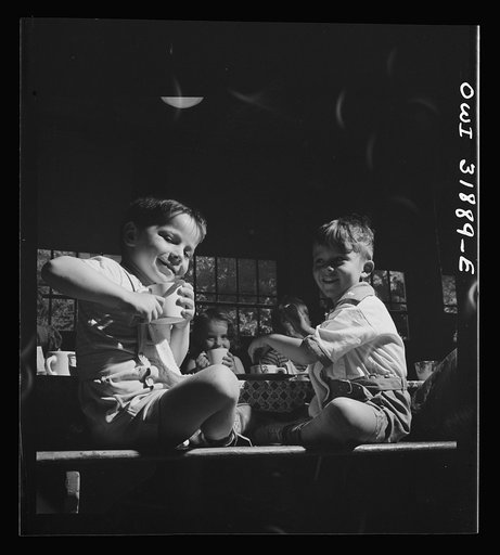 New Britain, Connecticut. A child care center, opened September 15, 1942, for thirty children, age two to five, of mothers engaged in war industry. The hours are 6:30 a.m. to 6 p.m. six days per week. "Milk time" at the center