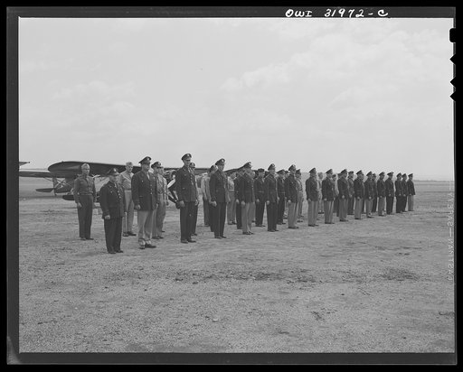 Bar Harbor, Maine. Civil Air Patrol base headquarters of coastal patrol no. 20. Personnel of the 20th submarine patrol at inspection