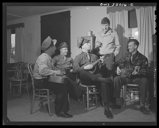 Bar Harbor, Maine. Civil Air Patrol base headquarters of coastal patrol no. 20. Music and ping-pong are the favorite diversions of flyers on stand by