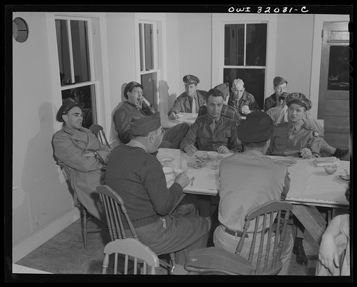 Bar Harbor, Maine. Civil Air Patrol base headquarters of coastal patrol no. 20. Dawn patrol at breakfast at 3 a.m. before taking off