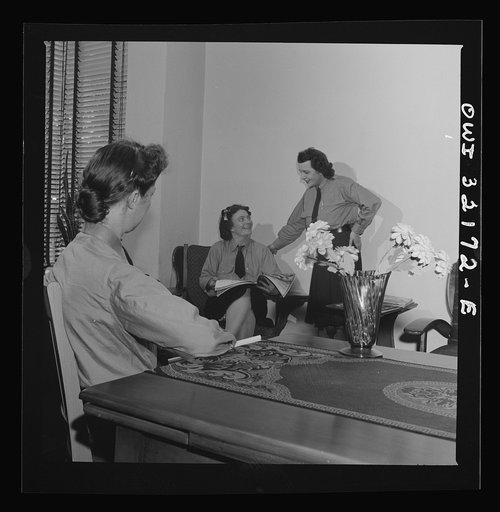 Washington, D.C. Women streetcar and bus operators relaxing between their runs