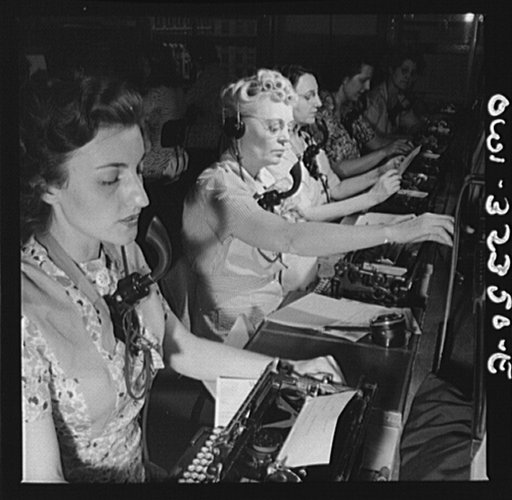 Untitled photo, possibly related to: Washington, D.C. Telephone operators at the telegraph office