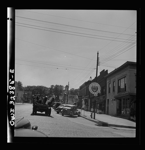 Untitled photo, possibly related to: Oswego, New York. Hay ride for the United Nations heroes and Oswego girls during United Nations week
