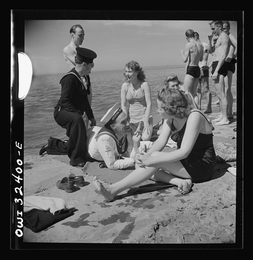Oswego, New York. United Nations heroes with their hostesses by Lake Ontario, at a swimming party held for visitors' entertainment during United Nations week