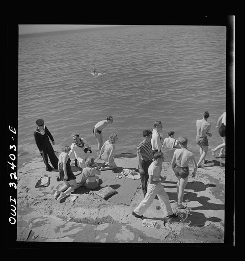 Oswego, New York. United Nations heroes with their hostesses by Lake Ontario, at a swimming party held for visitors' entertainment during United Nations week