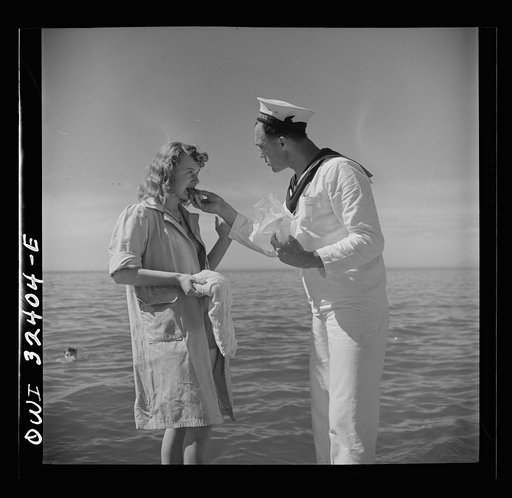 Oswego, New York. United Nations heroes with their hostesses by Lake Ontario, at a swimming party held for visitors' entertainment during United Nations week