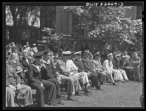 Untitled photo, possibly related to: Oswego, New York. United Nations heroes attending the Flag Day ceremonies at the Elks Club during the United Nations week