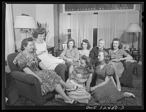 Untitled photo, possibly related to: Oswego, New York. Mayor Scanlon, a Democratic mayor in a Republican community, with his wife and six daughters