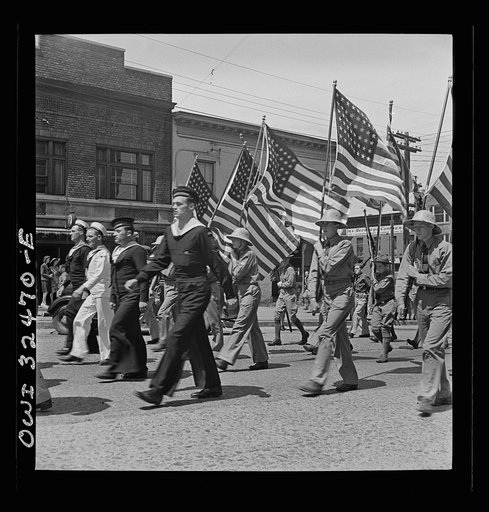 Oswego, New York. United nations heroes in the Flag Day parade during United Nations week