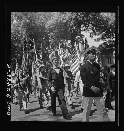 Oswego, New York. United Nations heroes marching in the Flag Day parade during United Nations week