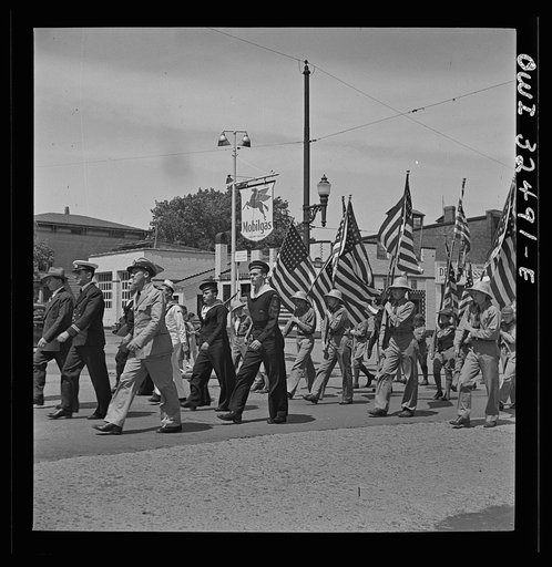 Oswego, New York. United Nations heroes marching in the Flag Day parade during United Nations week