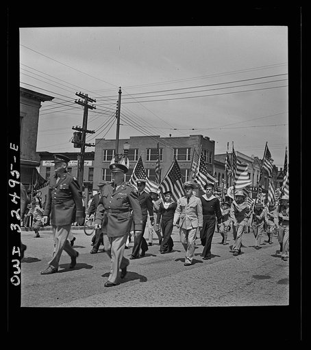 Oswego, New York. United Nations heroes marching in the Flag Day parade during United Nations week