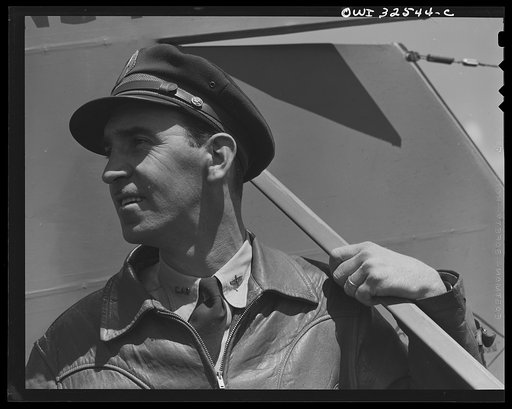 Bar Harbor, Maine. Civil Air Patrol base headquarters of coastal patrol no. 20. A flyer