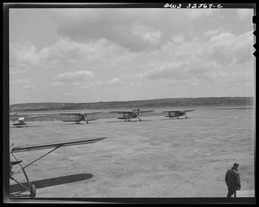 Untitled photo, possibly related to: Bar Harbor, Maine. Civil Air Patrol base headquarters of coastal patrol no. 20. The airport from the control tower