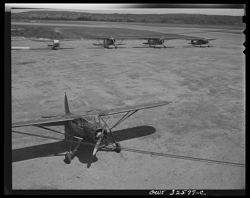 Bar Harbor, Maine. Civil Air Patrol base headquarters of coastal patrol no. 20. The airport from the control tower