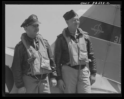 Bar Harbor, Maine. Civil Air Patrol base headquarters of coastal patrol no. 20. Pilot and observer who bought their own plane and flew it in from Wisconsin to join the patrol