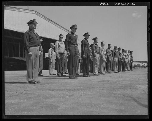 Bar Harbor, Maine. Civil Air Patrol base headquarters of coastal patrol no. 20. Daily personnel inspection