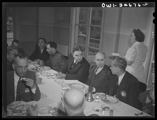 Oswego, New York. Czechoslovakian consul (second from right) attending the Roatary Club luncheon during United Nations week