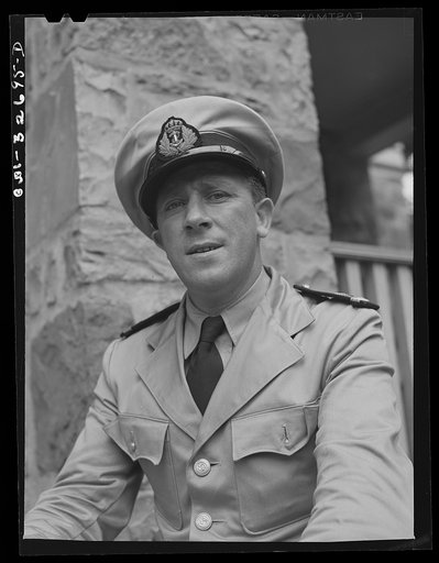 Untitled photo, possibly related to: Oswego, New York. A Norwegian naval officer visiting Oswego during United Nations week