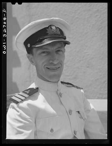 Oswego, New York. A Polish naval officer visiting Oswego during United Nations week