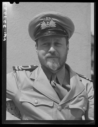Oswego, New York. A British naval officer visiting Oswego during United Nations week