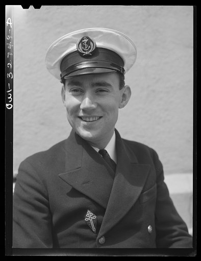 Oswego, New York. A French naval officer visiting Oswego during United Nations week
