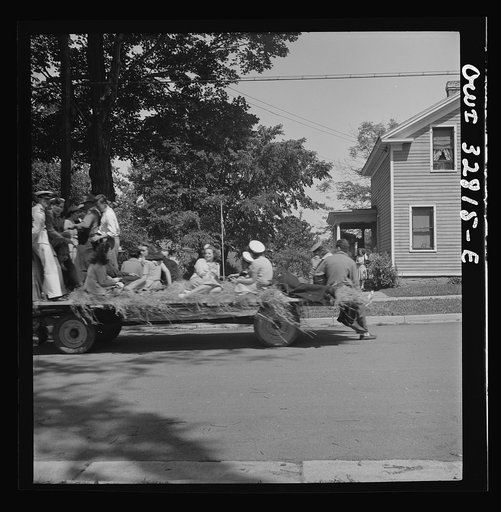 Untitled photo, possibly related to: Oswego, New York. A hayride for the United Nations heroes and Oswego girls during United Nations week