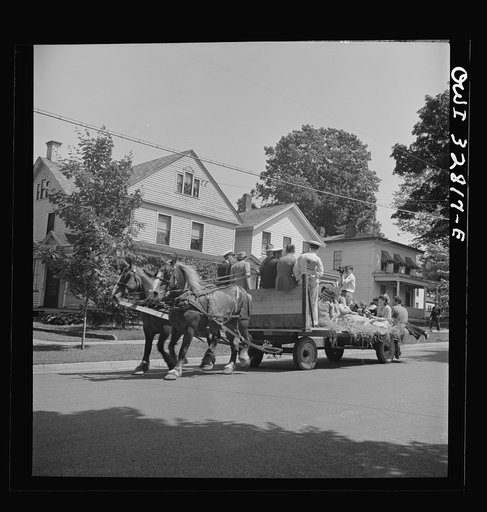 Untitled photo, possibly related to: Oswego, New York. A hayride for the United Nations heroes and Oswego girls during United Nations week