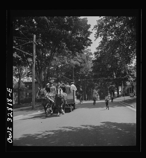 Untitled photo, possibly related to: Oswego, New York. A hayride for the United Nations heroes and Oswego girls during United Nations week