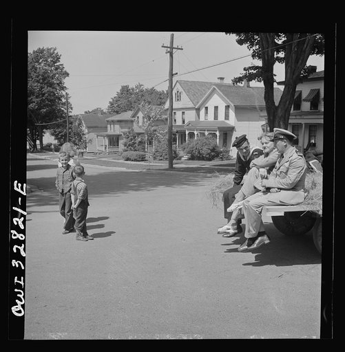 Untitled photo, possibly related to: Oswego, New York. A hayride for the United Nations heroes and Oswego girls during United Nations week