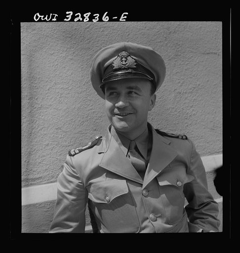 Oswego, New York. A British naval officer visiting Oswego during United Nations week