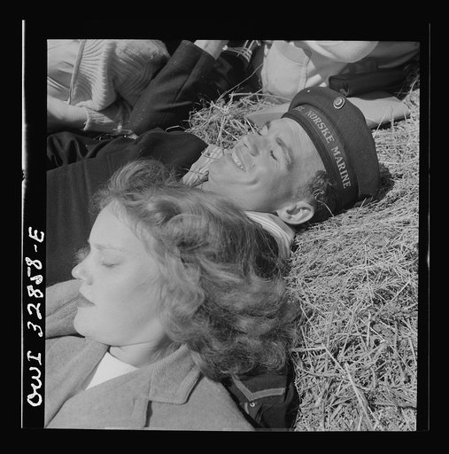 Oswego, New York. A Norwegian sailor and an Oswego girl on a hayride during United Nations week