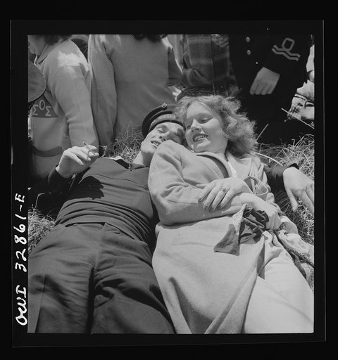 Oswego, New York. A Norwegian sailor and an Oswego girl on a hayride during United Nations week