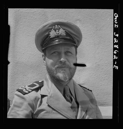 Untitled photo, possibly related to: Oswego, New York. A British naval officer visiting Oswego during United Nations week