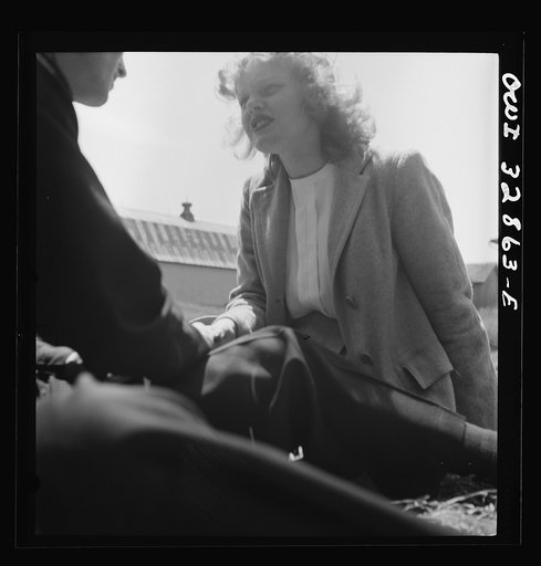 Untitled photo, possibly related to: Oswego, New York. A Norwegian sailor and an Oswego girl on a hayride during United Nations week