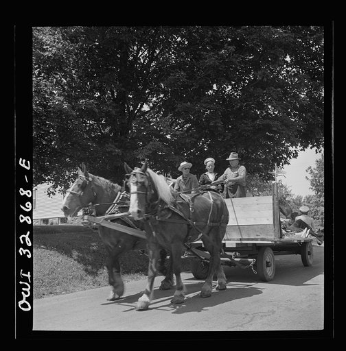 Untitled photo, possibly related to: Oswego, New York. Hay ride for the United Nations heroes and Oswego girls during United Nations week