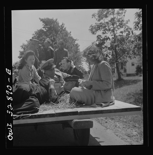 Untitled photo, possibly related to: Oswego, New York. A hayride for the United Nations heores and Oswego girls, during United Nations week
