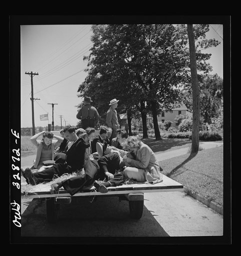 Untitled photo, possibly related to: Oswego, New York. A hayride for the United Nations heores and Oswego girls, during United Nations week